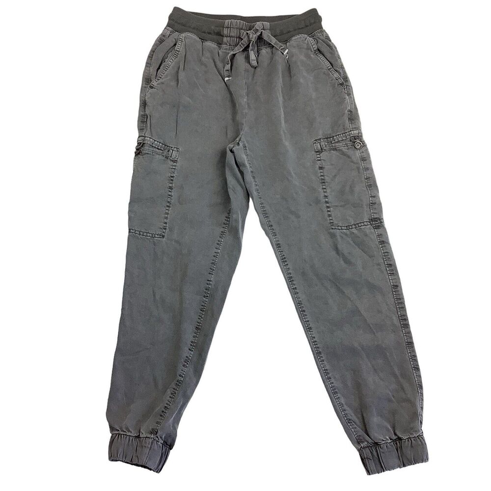 Aerie Joggers Pants Women’s XS Chambray Elastic Drawstring Distressed Gray Black